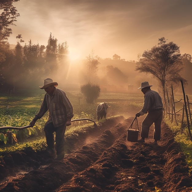 Foto granjeros colombianos trabalhando