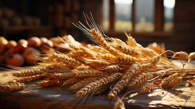 El grano en el campo en un día soleado