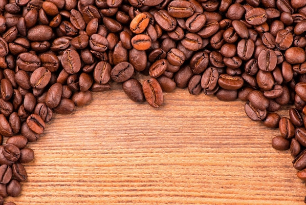 El grano tostado fragante. Textura de granos de café.