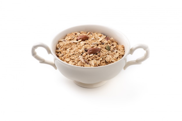 Foto granola, avena con almendras