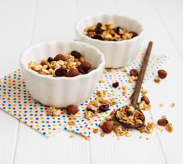 Granola caseira em uma mesa