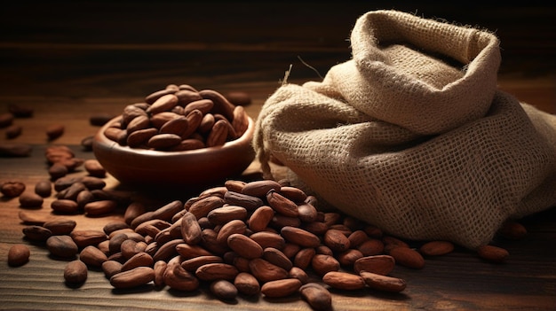 los granos de cacao y el chocolate