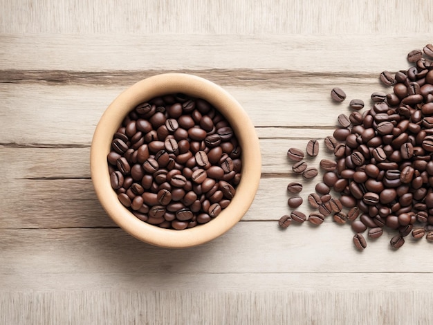 granos de café en un antiguo fondo de madera