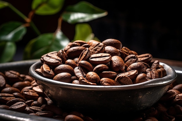 Granos de café arábica recién tostados de alta calidad