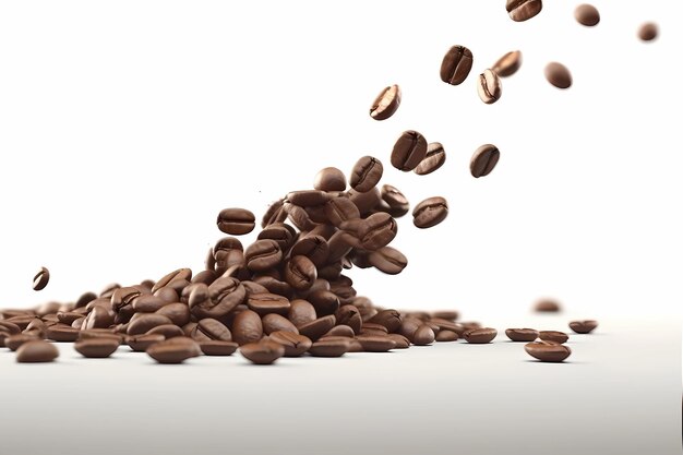 Foto los granos de café caen blancos aún vida generativa ai 02