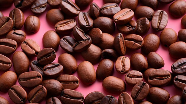 Foto granos de café en un fondo rojo granos de café de fondo