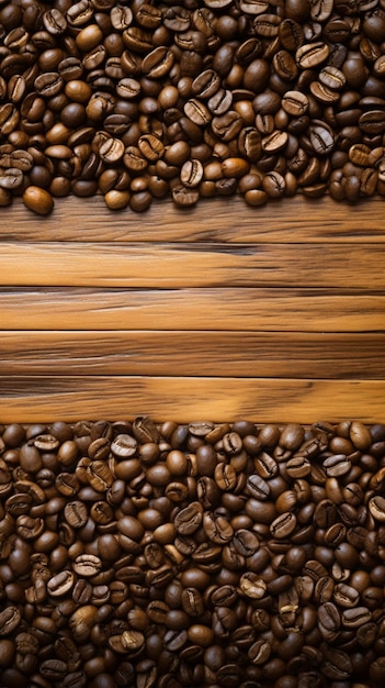Granos de café en madera rústica perfectos para fondos de temática vintage papel tapiz móvil vertical