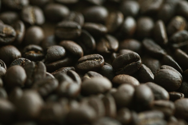 Granos de café sobre fondo de madera