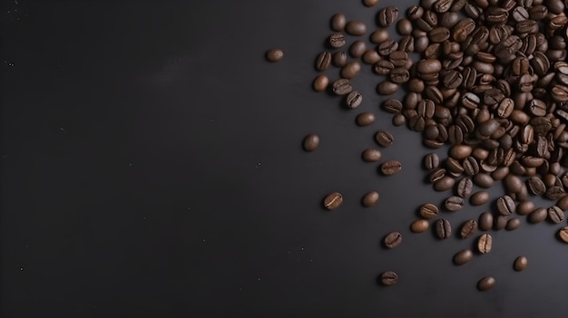 Granos de café sobre un fondo negro