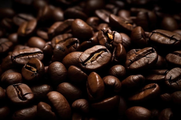 granos de café sobre un fondo negro