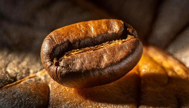 Foto granos de café tostados con humo en un primer plano de fondo oscuro