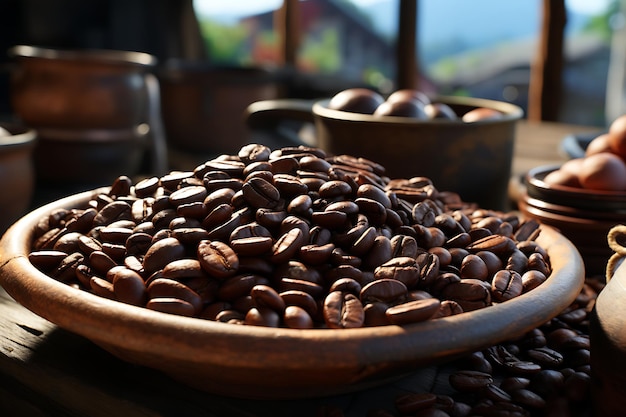 Granos de café tostados