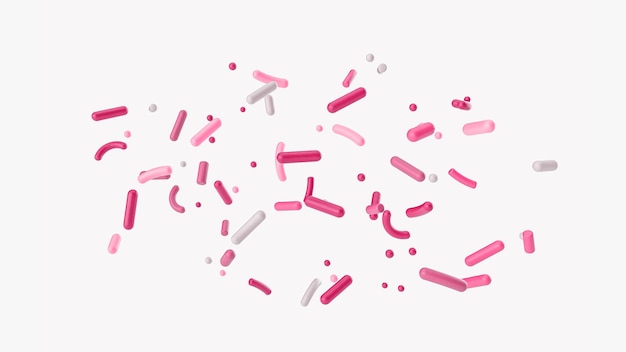 granulado rosa e branco colorido na ilustração 3d de fundo claro