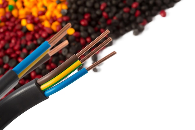 Gránulos de polímero de plástico de colores para cable