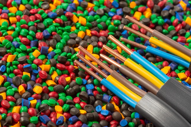 Gránulos de polímero de plástico de colores para cables
