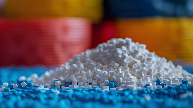 Gránulos de polímeros plásticos de colores, pellets para la industria