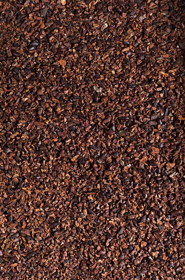 Grãos de cacau esmagados
