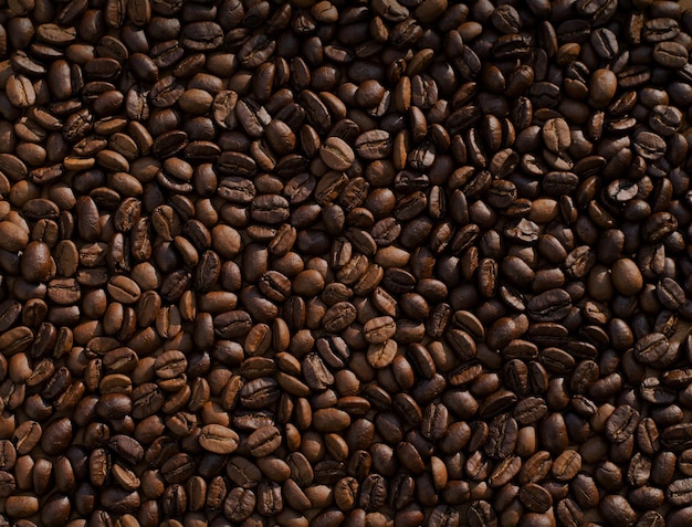 Foto grãos de café café marrom grãos escuros aroma semente