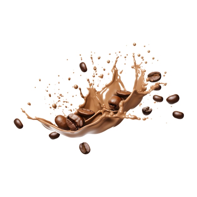 grãos de café com chocolate em branco