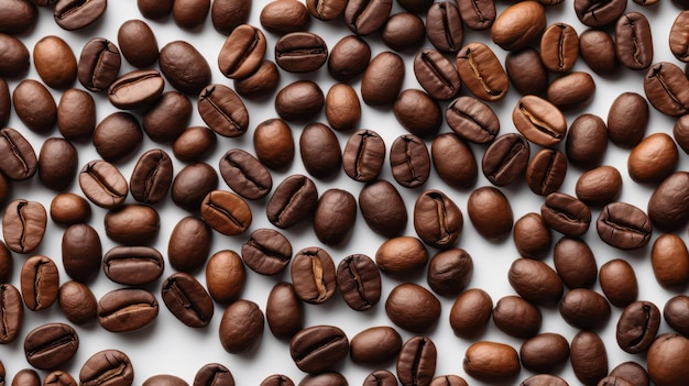 Grãos de café em fundo branco isolado