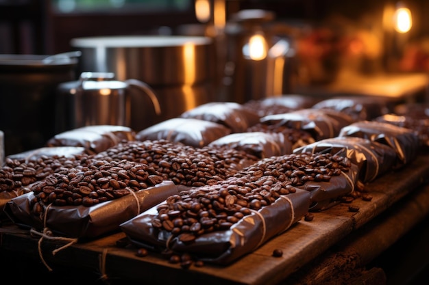 Foto grãos de café torrados no café colombiano