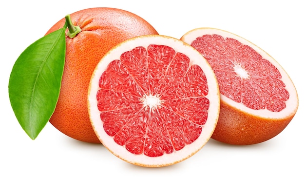 Grapefruit Frische Bio-Grapefruit isoliert auf weißem Hintergrund Grapefruit-Makro mit Beschneidungspfad