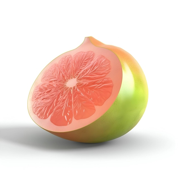 Grapefruit isoliert auf weißem Hintergrund, 3D-Rendering, Beschneidungspfad