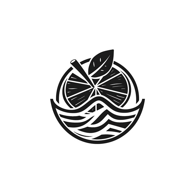 Foto grapefruit-saft-logo mit grapefrütze und welle abstrakt-logo kreative idee tattoo tinte cnc-konzept