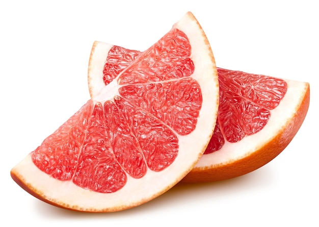 Grapefruitfrüchte isoliert auf weißem Hintergrund. Grapefruit-Beschneidungspfad. Volle Schärfentiefe