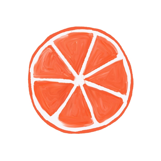 Grapefruitscheibe lackierte Gouache, kann für das Lernen von Kindern verwendet werden, isoliert.