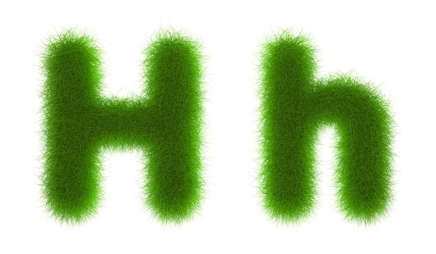 Gras-Alphabet eco Guss lokalisiert auf weißer Wiedergabe des Hintergrundes 3d