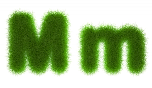 Gras-Alphabet eco Guss lokalisiert auf weißer Wiedergabe des Hintergrundes 3d