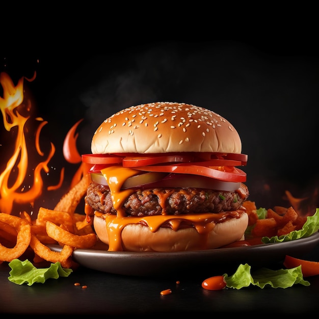 Grátis, as melhores imagens fotográficas de hambúrguer picante irão satisfazer seus desejos IA generativa