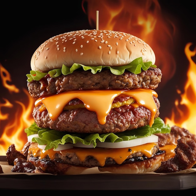 Gratis, las mejores imágenes fotográficas de hamburguesas picantes satisfarán tus antojos. IA generativa
