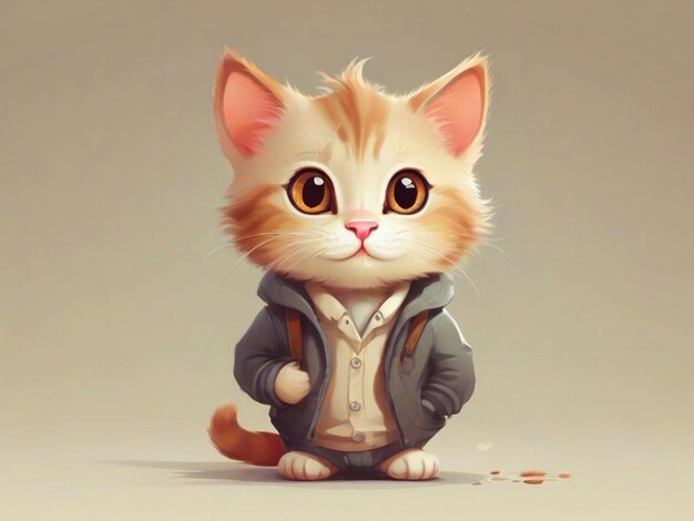 Gratis Vektor kleine niedliche Katze Zeichentrickfigur