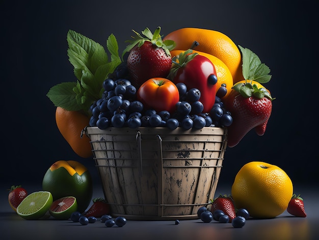 Gratuito hermosa foto de cubo de frutas