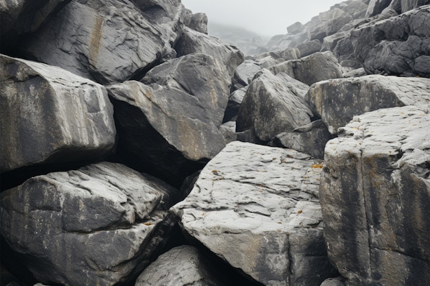 Foto graue felsen stehen stoisch in ihrer natürlichen umgebung im freien