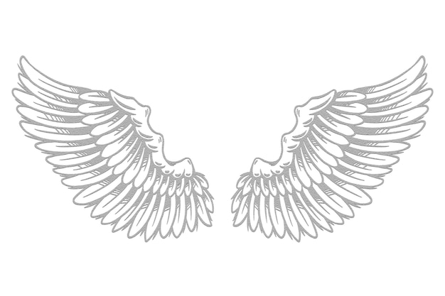 Graue Flügel Umrisse Aufkleber Überlagerung Design-Element