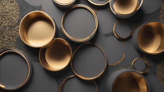 Graue und goldene Kreise abstrakter Luxus geometrischer Hintergrund