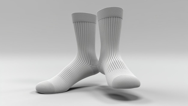 Grauer Baumwollstoff Knöchel weiblich tragen warme graue weiße Socken isolierte Mode Sportkleidung Farbe Textilhintergrund leerer schwarzer Fuß Paar elastisch