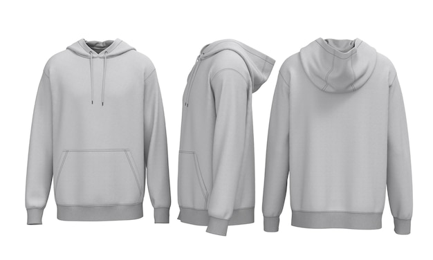 Grauer Hoodie-Mockup - Vorderseite und Rückseite