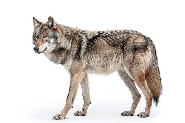 Foto grauer wolf isoliert auf weißem hintergrund wolf wolf