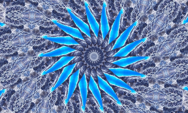 Graues Marmorkaleidoskop auf blauem Hintergrund. Abstrakte Linien Malerei. Marmor Aquarelle. Silberne Kaleidoskopfarbe. Weiße Glasmalerei Art.-Nr. Marmor Textur. Farbe gemischt