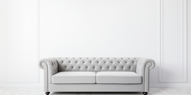 Graues Sofa im weißen Zimmer isoliert