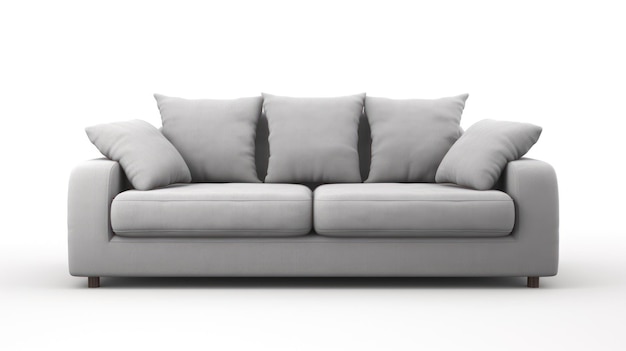 graues Sofa mit isolierter Schatten auf weißem Hintergrund
