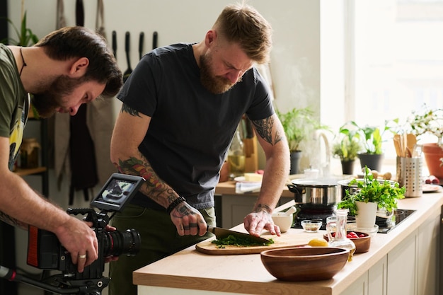 Gravação de vídeo para blog de comida