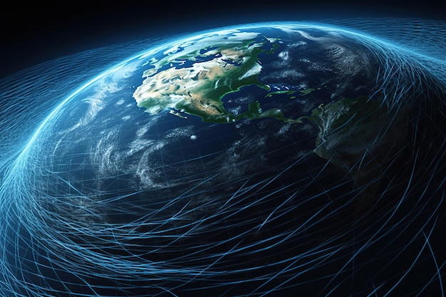 Gravedad planeta tierra concepto de ondas gravitacionales Antecedentes físicos y tecnológicos Diseño con cuadrícula de gravedad y deformación de línea de esferas Espacio-tiempo curvo En la teoría general de la relatividad