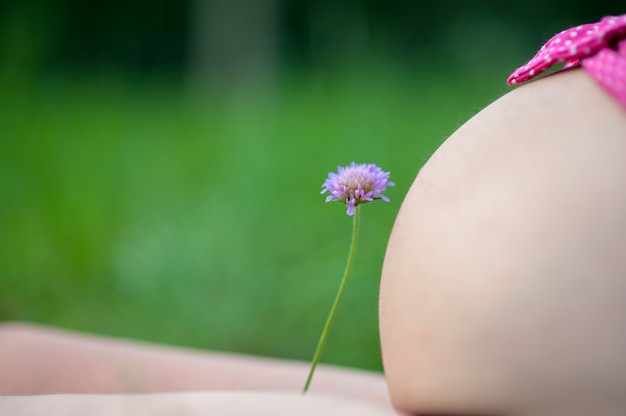 Gravidez e natureza, bebê dentro da barriga na natureza