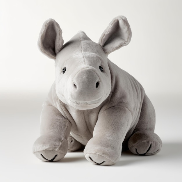 Foto gray plush toy rhino diseño mejorado digitalmente con iluminación de caja blanda