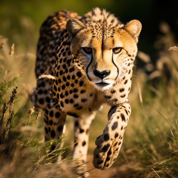 Graziöses Raubtier Ein majestätischer Gepard in der afrikanischen Savanne beschäftigt sich mit seiner Umgebung